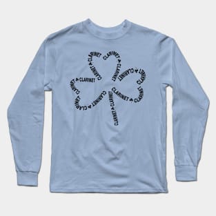 Clarinet Text Shamrock Long Sleeve T-Shirt